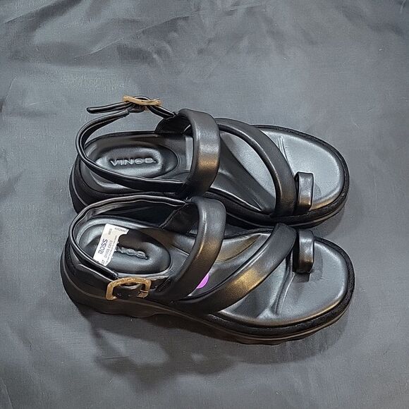 BRAND NEW VINCE WOMEN'S SANTA CRUZ LEATHER ANKLE STRAP PLATFORM SANDALS - Picture 12 of 16